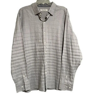 TOMMY BAHAMA Long Sleeve Button Front Shirt in Raincloud Ombre Stripe Size Large